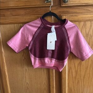 Fabletics Pink and Purple Crop Top Sporty Design